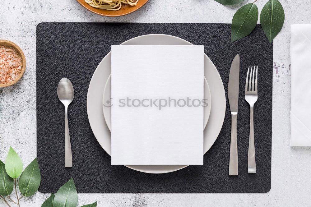 Similar – White plate and metal cutlery