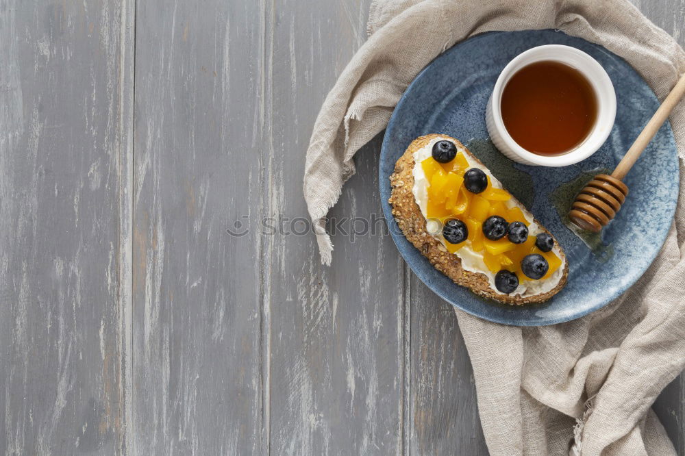 Similar – Coffee cups on a blue table