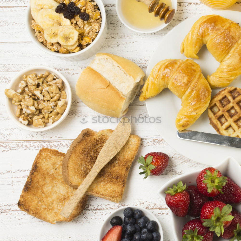 Similar – Image, Stock Photo Breakfast belgian with waffles with ice and fruit