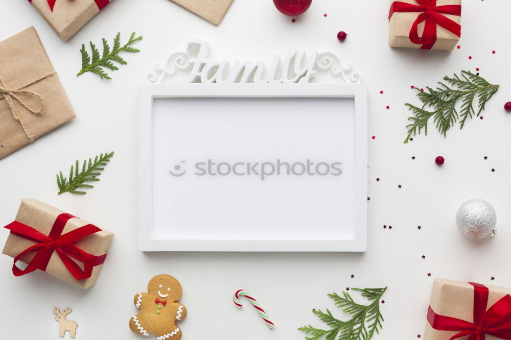 Similar – Mockup of photo frame with christmas ornaments