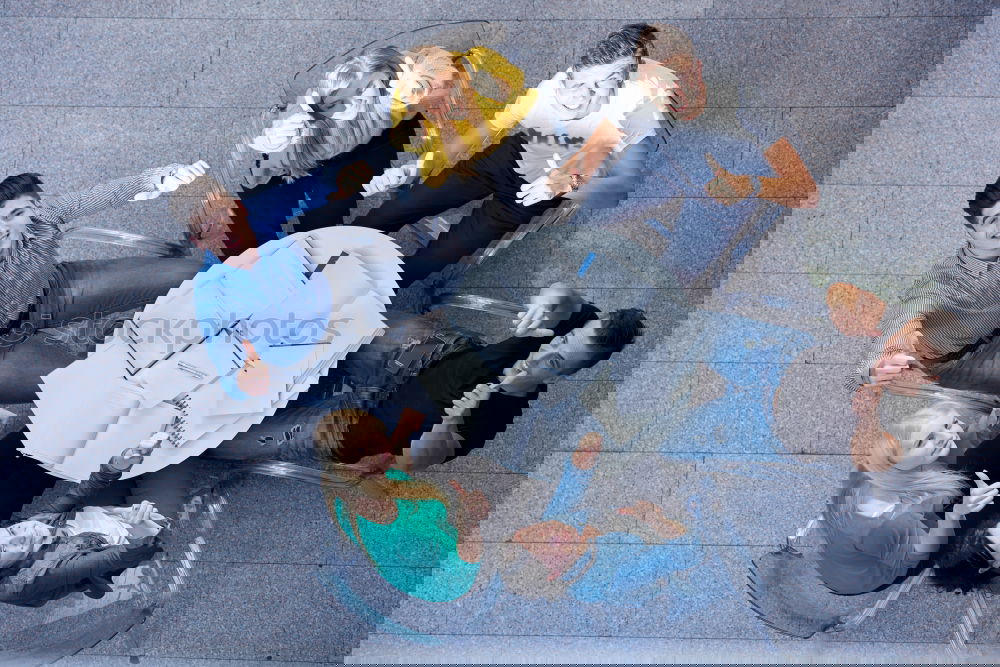 Similar – Image, Stock Photo Brothers and sisters on outdoor chairs