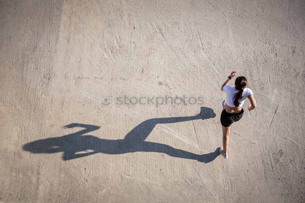 Similar – Image, Stock Photo Young fit blonde woman jumping in the street