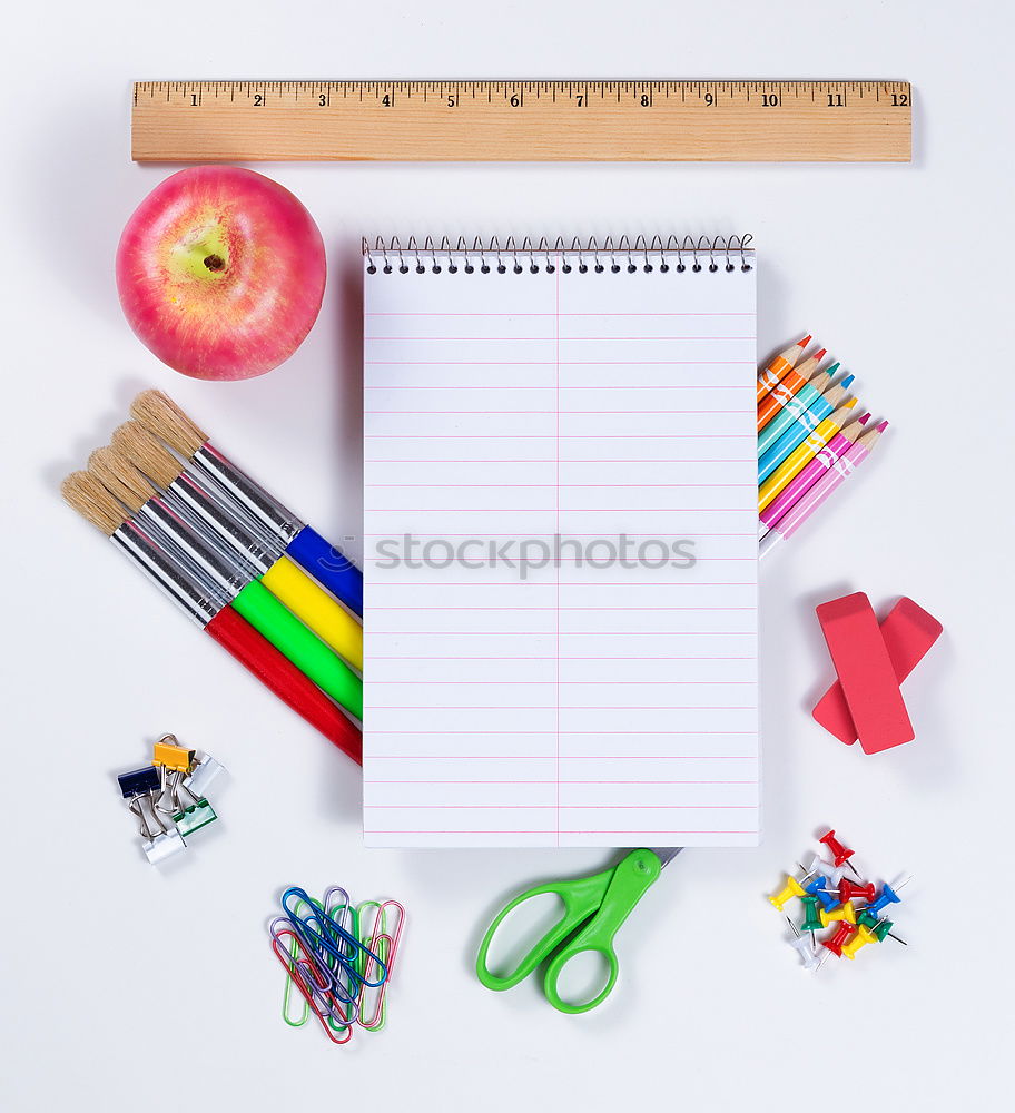 Similar – Image, Stock Photo magnifying glass, notepad, felt-tip pens, eyeglasses, scissors