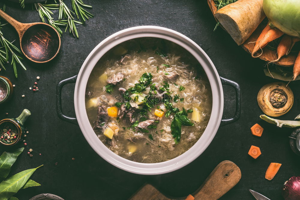 Image, Stock Photo Cabbage soup in pot Food