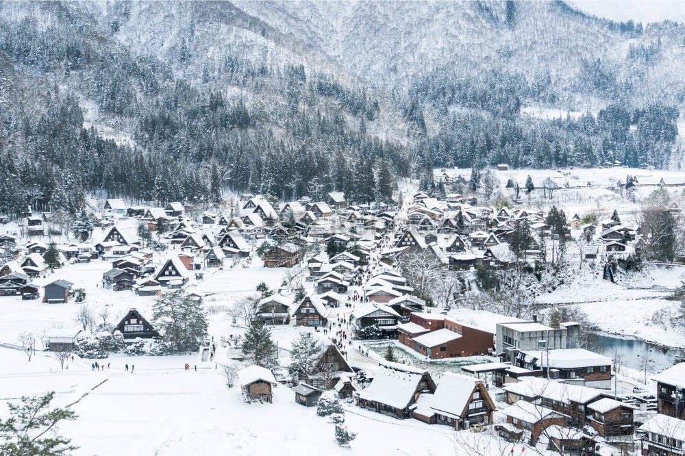 Similar – Snowfall over Austrian mountain village