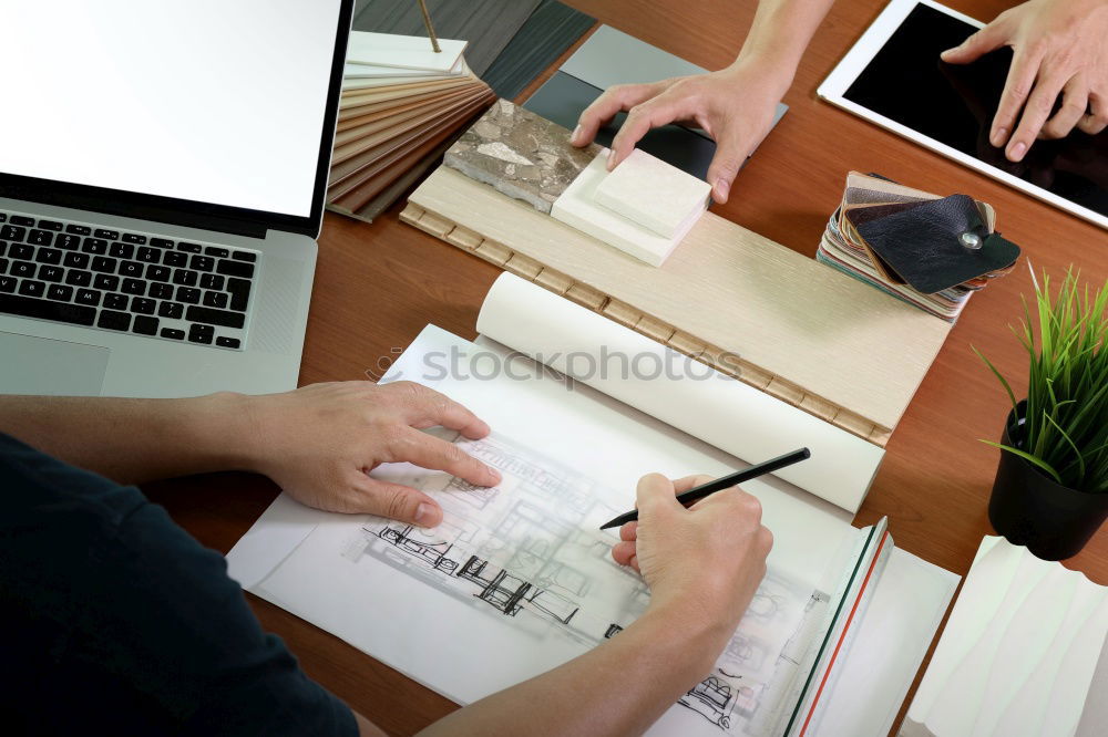 Similar – Image, Stock Photo Office desk table with computer and supplies