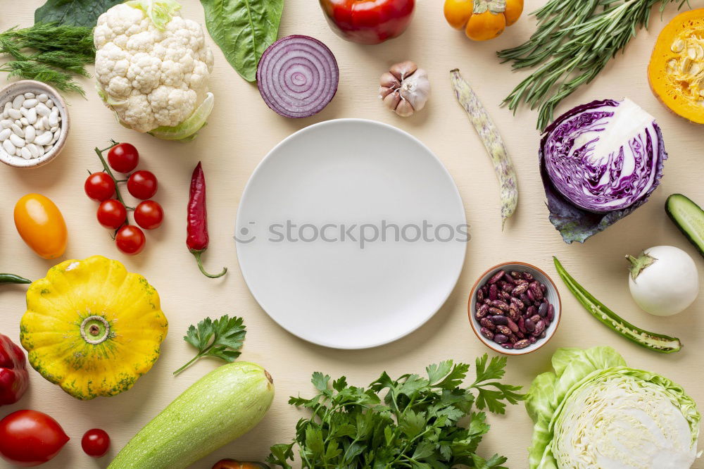 Similar – Fresh vegetables around a white table