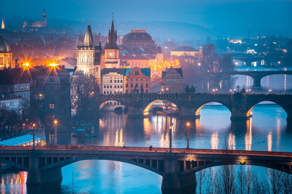 Similar – Prague by night The Moldau