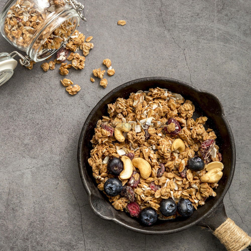 Similar – Image, Stock Photo Breakfast Cereal with Blueberries and Milk