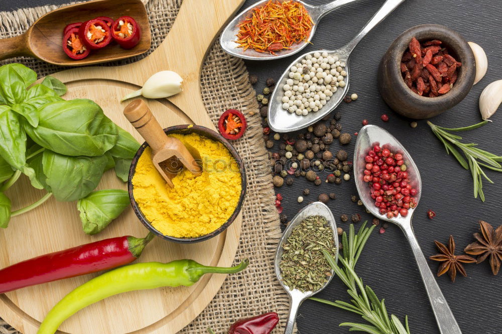 Similar – Image, Stock Photo Spices and oil on table