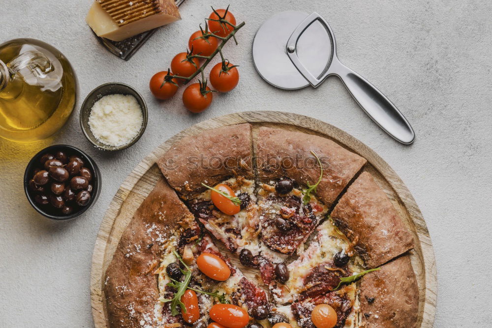 Similar – Image, Stock Photo Flammkuchen with vegetables and green salad