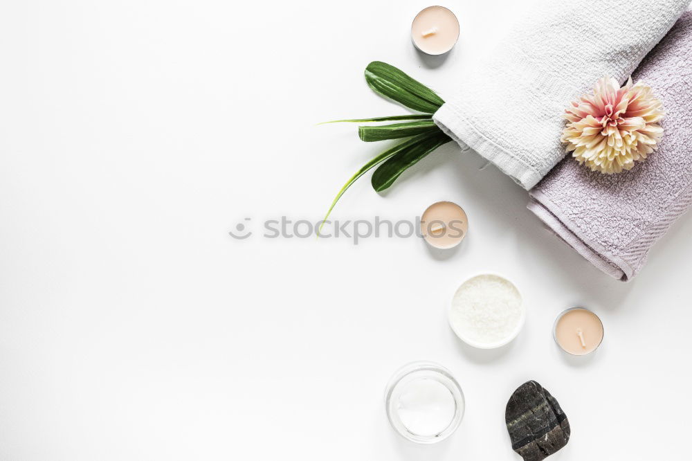 Similar – Green spa background with cloth, candle and orchid