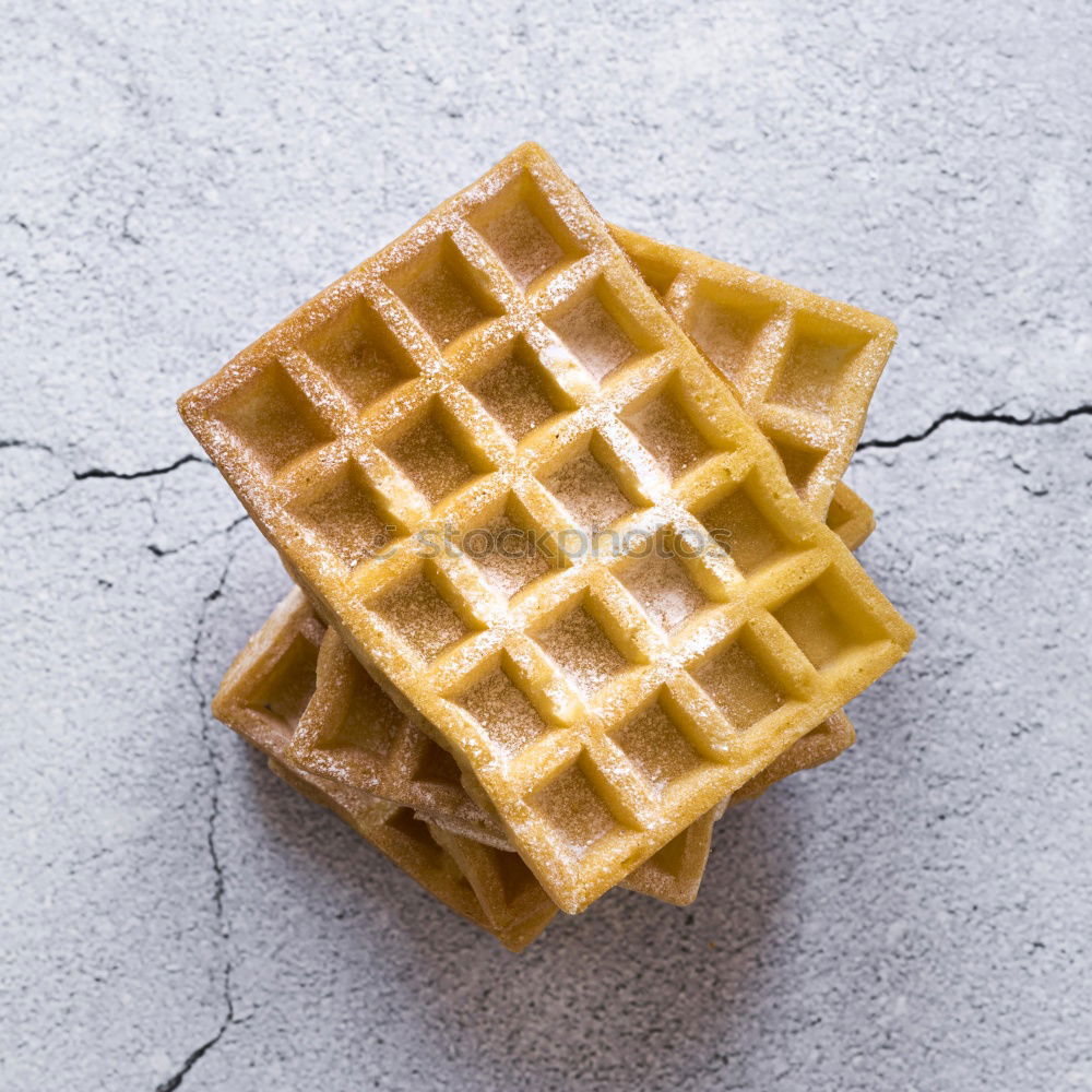 Similar – Image, Stock Photo Breakfast belgian with waffles with ice pattern
