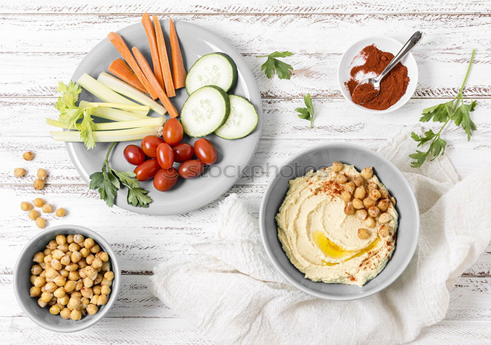 Similar – Image, Stock Photo Ingredients for healthy chickpeas salad