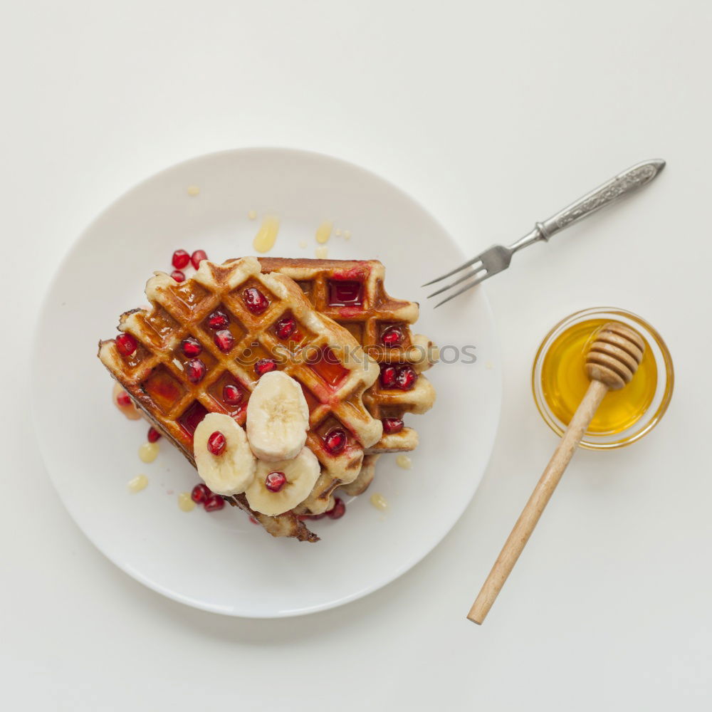 Similar – Image, Stock Photo Breakfast belgian with waffles with ice cream