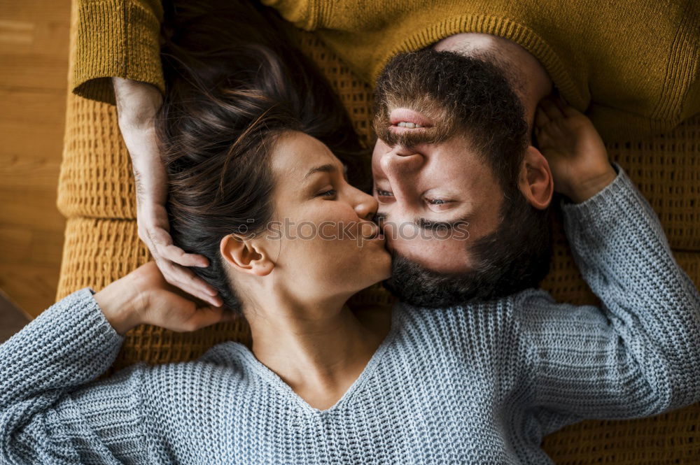 Similar – Image, Stock Photo Couple lying on couch Home