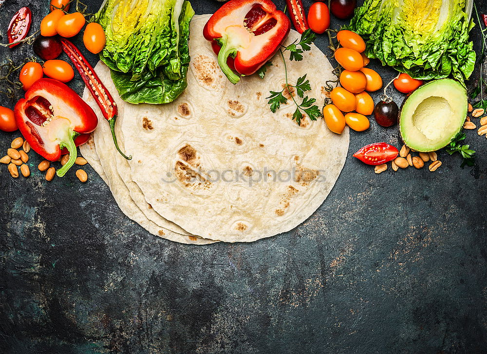 Similar – Image, Stock Photo Tortillas and Vegetables Ingredients for Burritos or Tacos