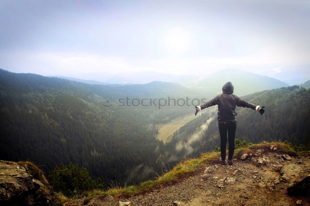 Similar – Image, Stock Photo High Top Mountaineer Fog