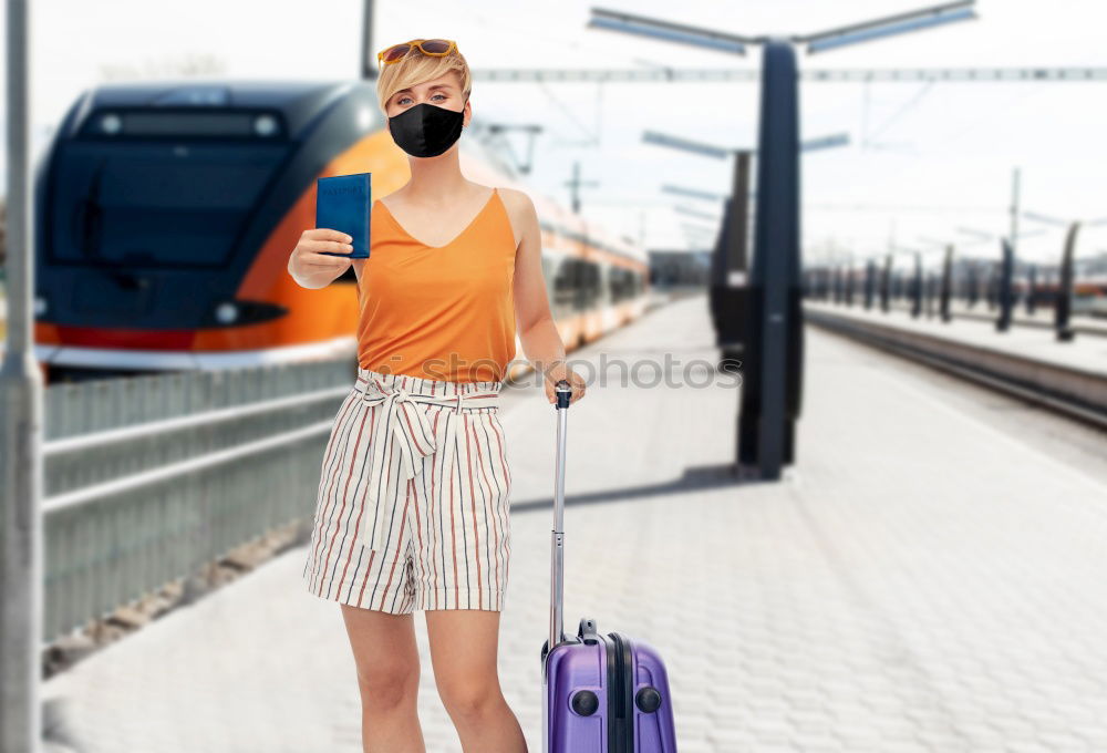 Similar – Image, Stock Photo Young Arab woman tourist waiting her train in a subway station