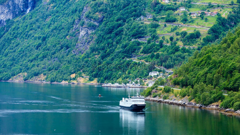 Similar – Image, Stock Photo Cruise ships in the Geirangerfjord