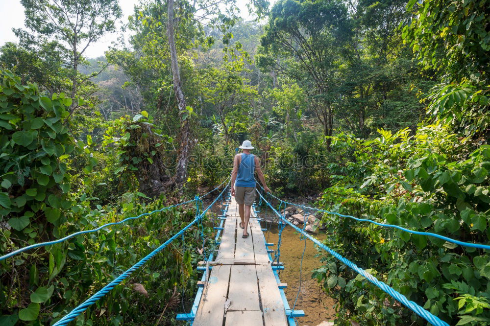 Similar – Woman walking on bridge