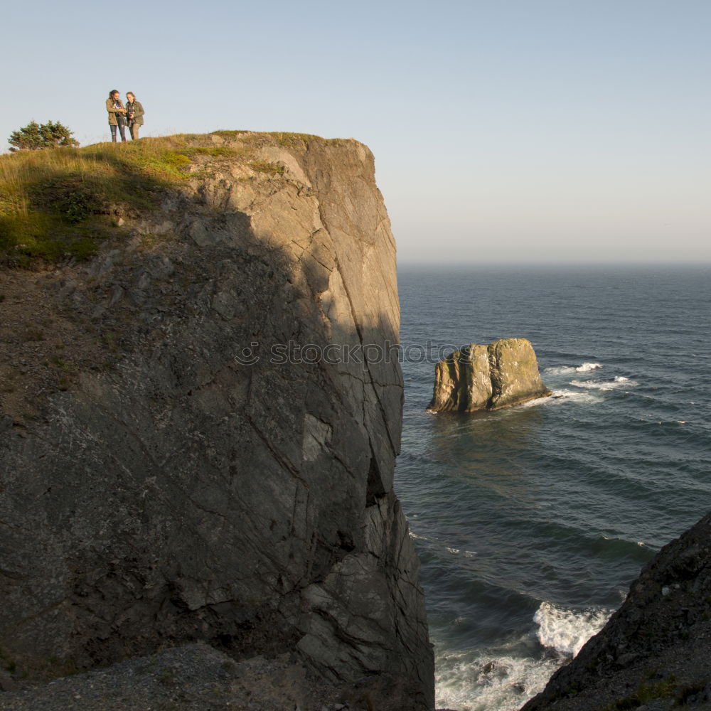 Similar – Image, Stock Photo Young woman over a cliff in a celtic ruins in Galicia