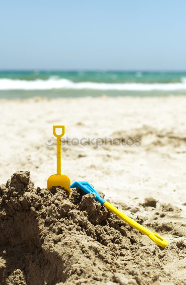 Image, Stock Photo Small child plays with bucket on the beach