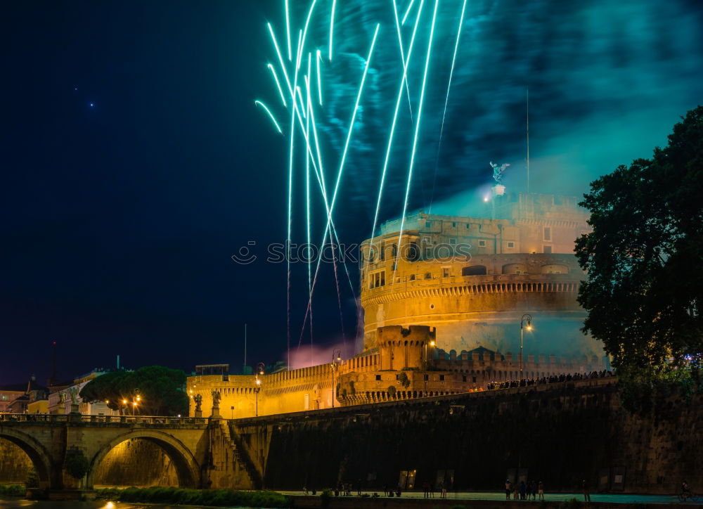 Similar – Image, Stock Photo Angel castle with bridge at night