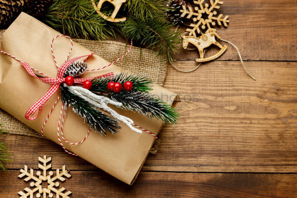 Similar – Image, Stock Photo Wrapped Christmas presents on wooden floor