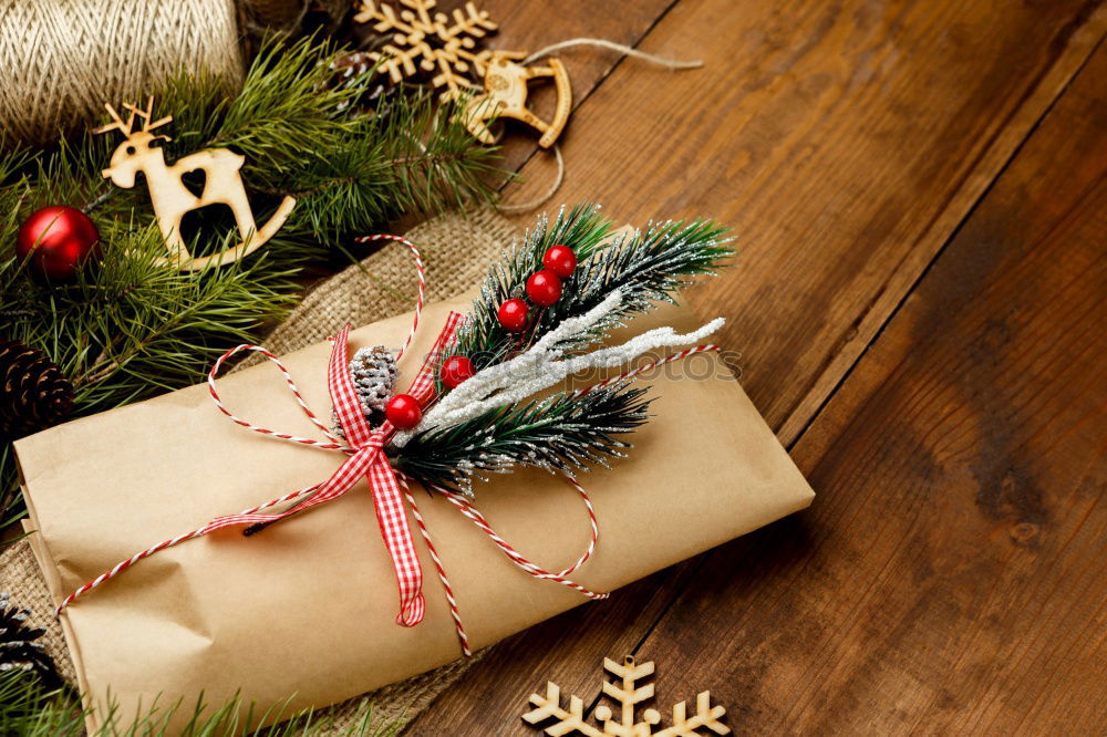 Similar – Image, Stock Photo Wrapped Christmas presents on wooden floor