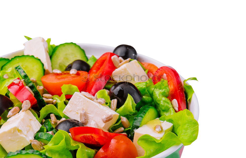 Similar – Image, Stock Photo Vegan tofu salad with tomatoes and lamb’s lettuce in bowl