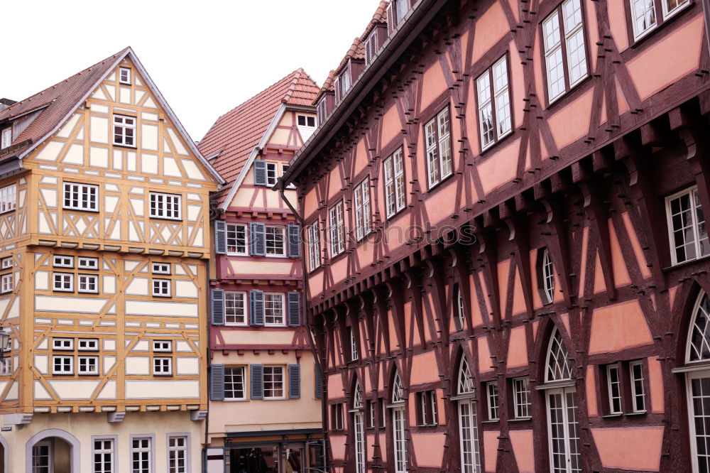 Similar – Image, Stock Photo AST 9 | Today we celebrate! Half-timbered houses decorated with white red flags