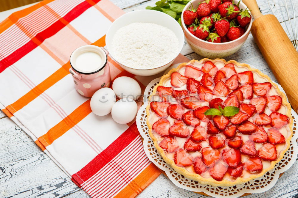 Similar – Image, Stock Photo Bowls with sliced berries and cream