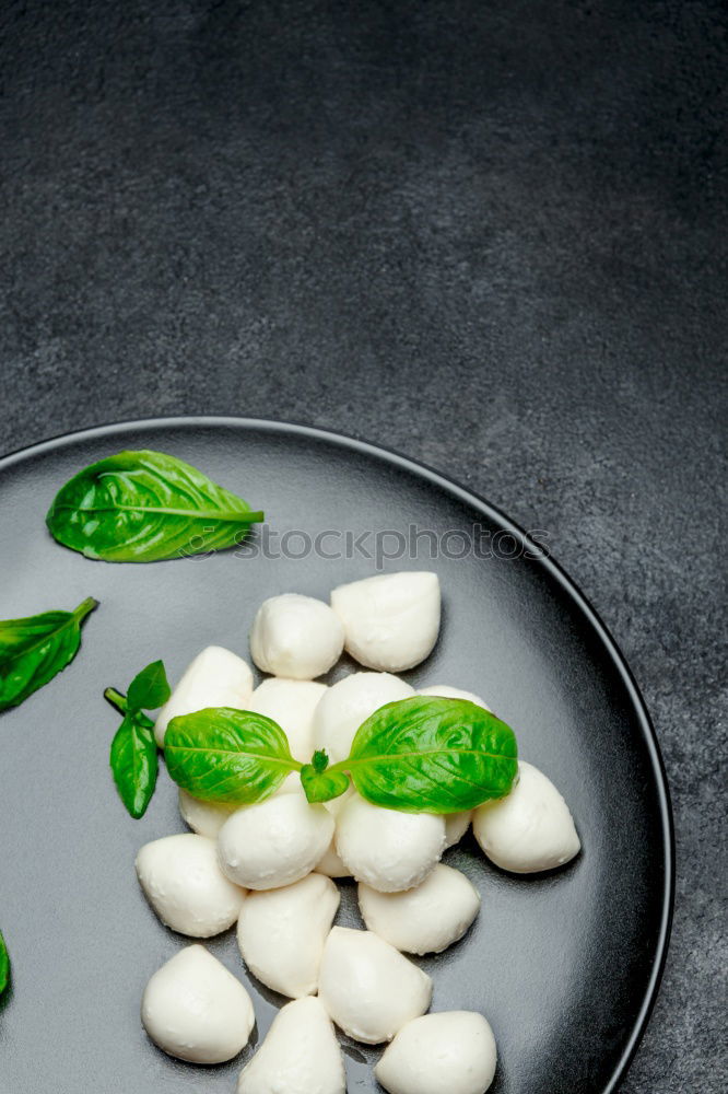 Image, Stock Photo Mushrooms and parsley on slate table.