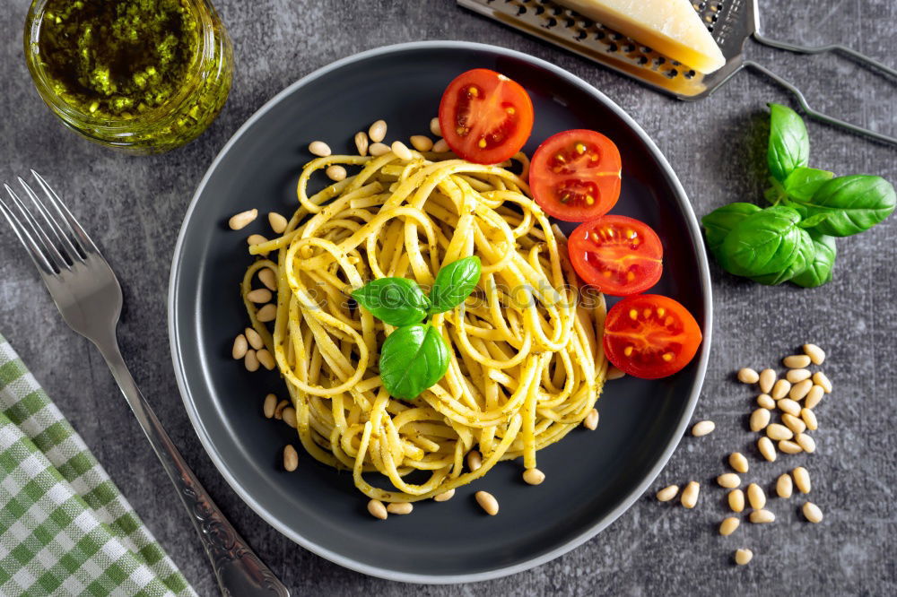 Similar – Image, Stock Photo Tomato-Basil Pasta Food