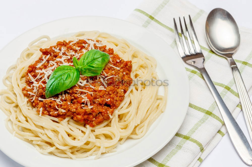 Similar – Image, Stock Photo Spaghetti Bolognese, Classic from Italy