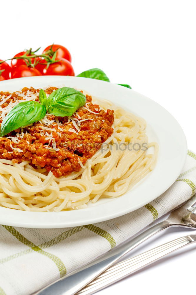 Similar – Spaghetti Bolognese in plate with fork