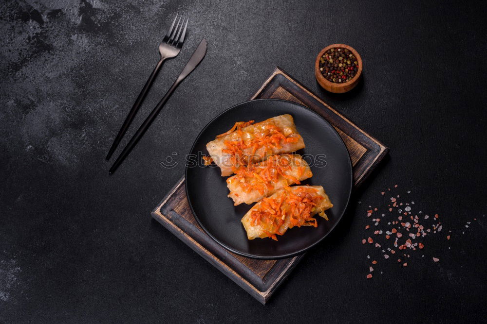 Similar – Image, Stock Photo Peaches with cheese and honey in a baking tin