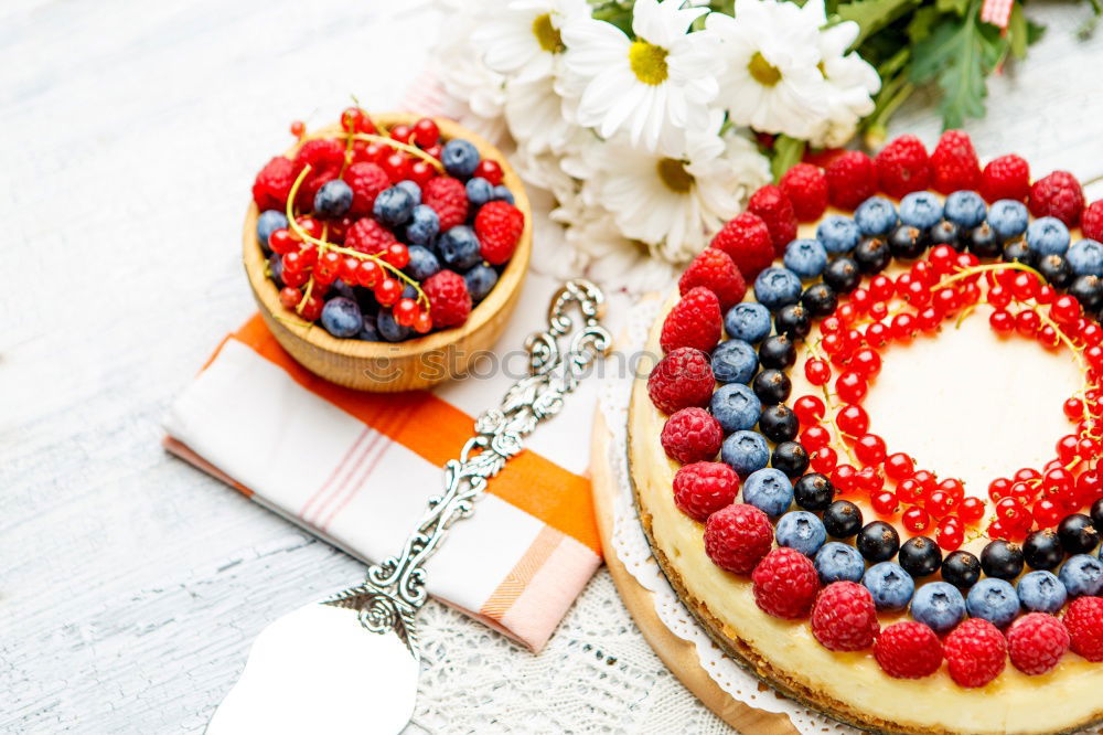 Similar – Image, Stock Photo Frankfurt wreath with cherries on turquoise wood