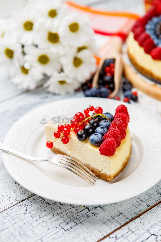 Delicious tartlets with raspberries and blueberries