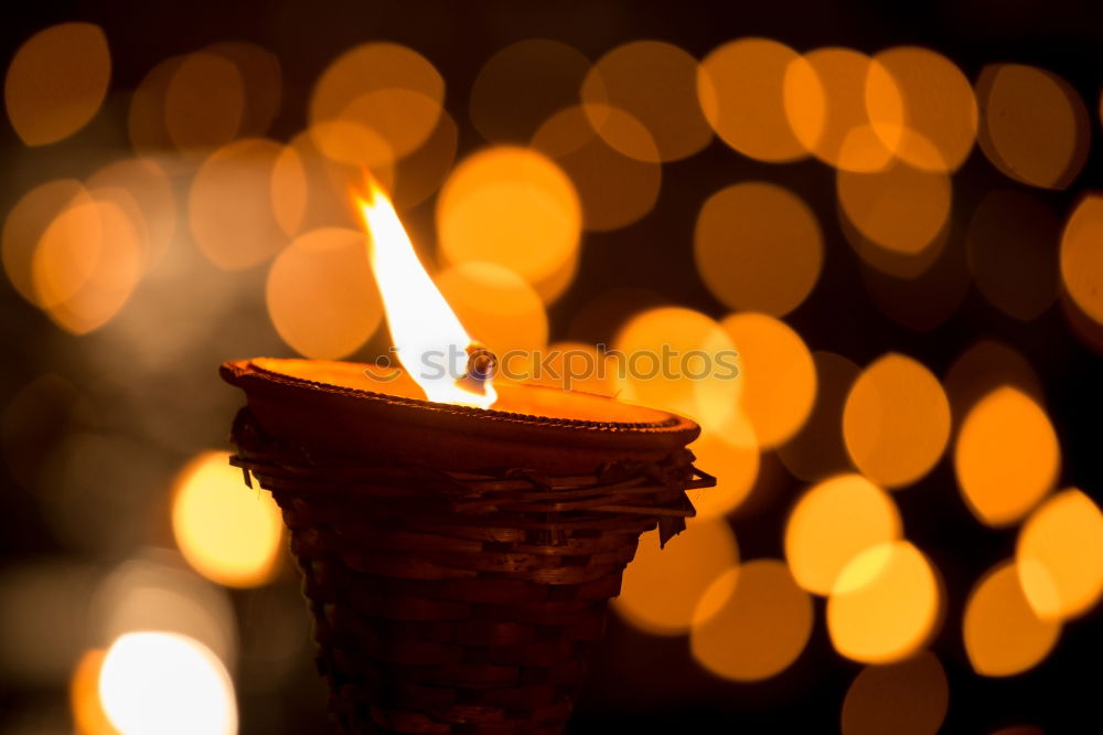 Image, Stock Photo Candle with Christmas decoration