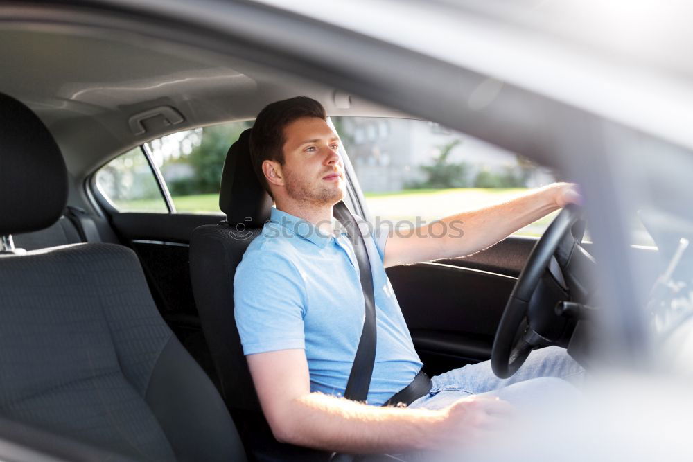 Similar – Image, Stock Photo Man looking out car window