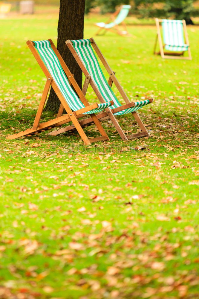 Similar – leere Stühle im Herbstgarten