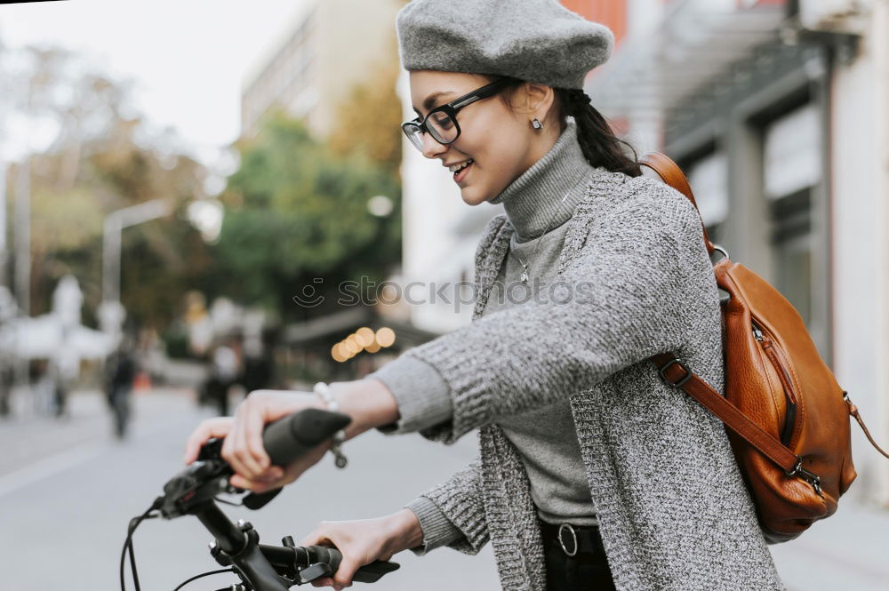 Similar – Image, Stock Photo Laughing woman posing at street