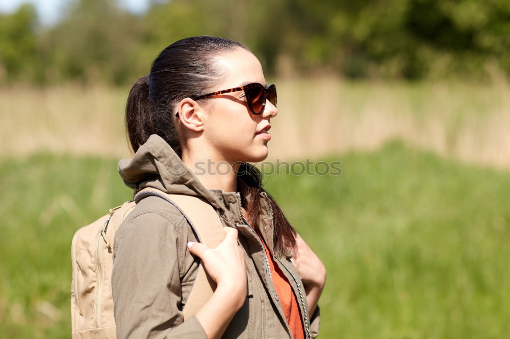 Similar – Image, Stock Photo Couple pausing while doing trekking