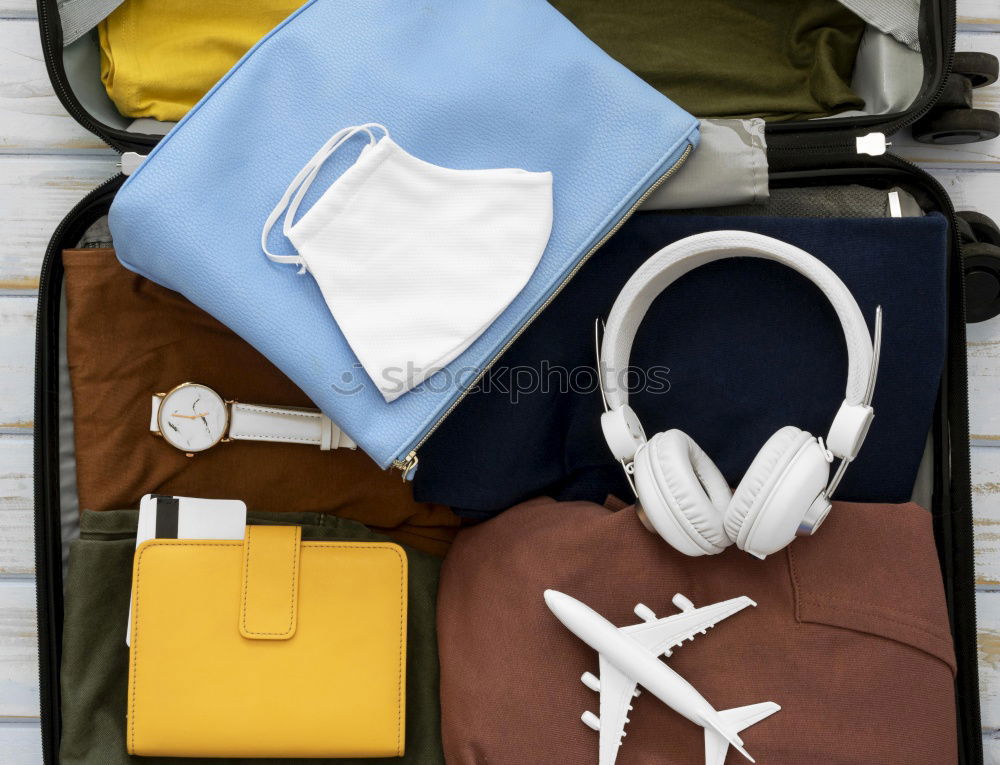 Image, Stock Photo Packed suitcase for the beach holiday