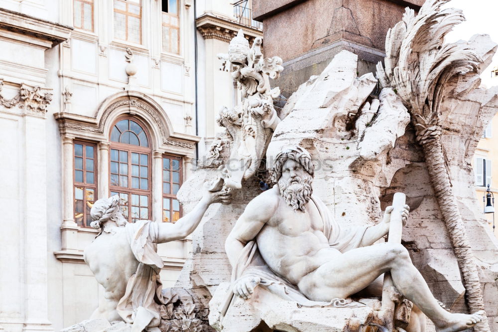 Similar – Image, Stock Photo Detail view of baroque fountain with nude statues on piazza Pretoria in Palermo, Sicily, Italy