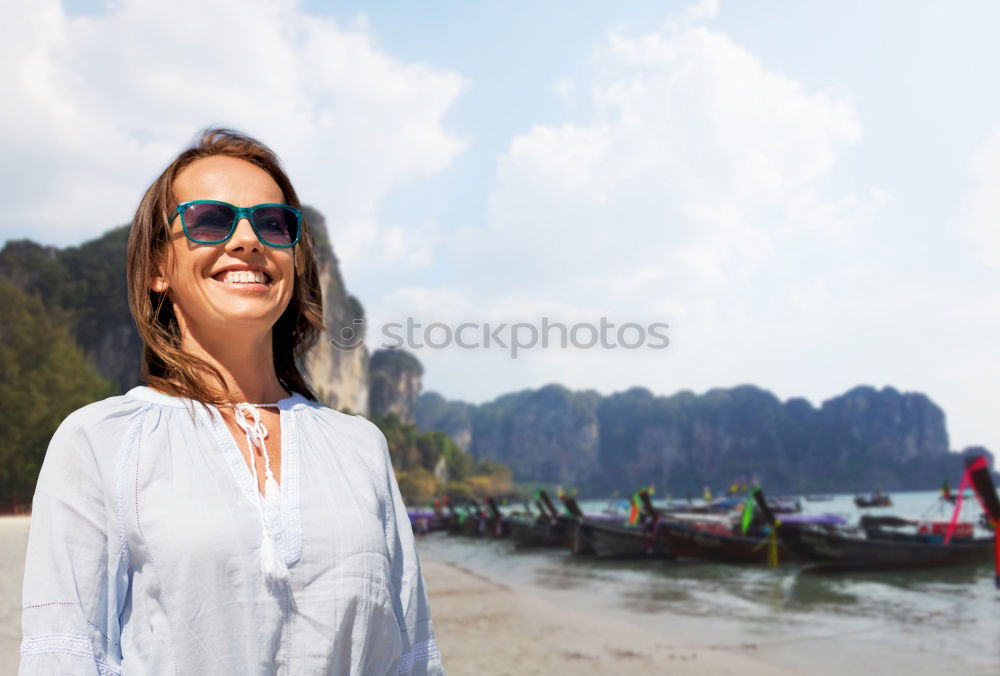 Similar – Image, Stock Photo Portrait of a young woman at Lake Garda