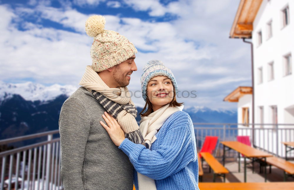 Similar – Image, Stock Photo Happy couple looking each other and laughing outdoors