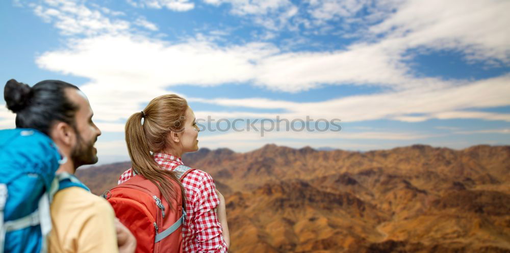 Similar – Happy women walking on hill